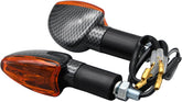 Bike It Long Stem Mini Spear Indicators With Carbon Look Body And Amber Lens